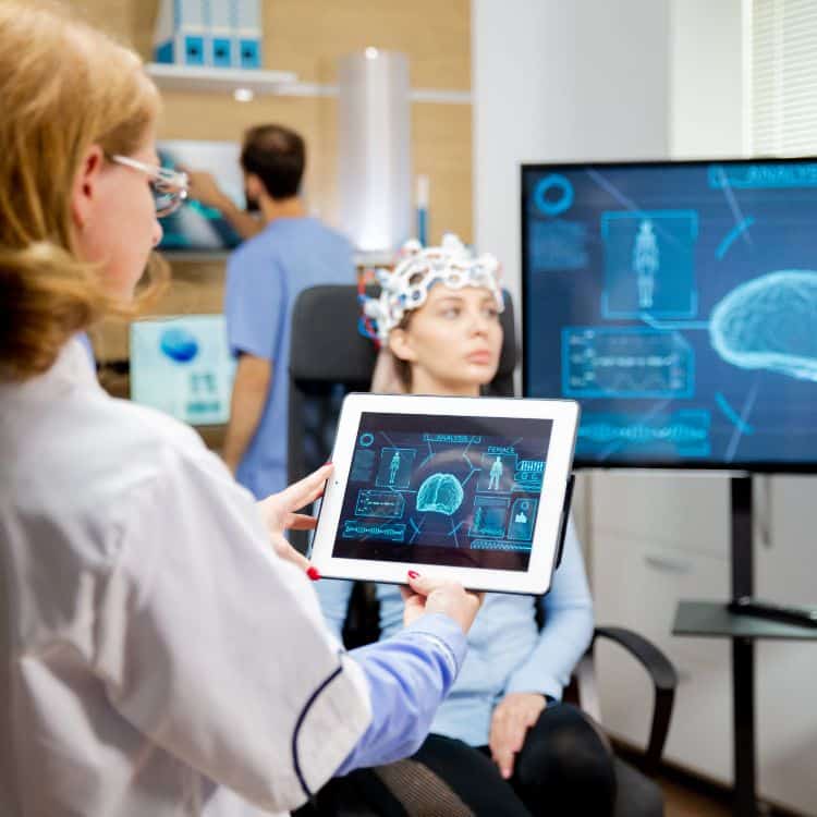 patient undergoing qEEG Brain Mapping